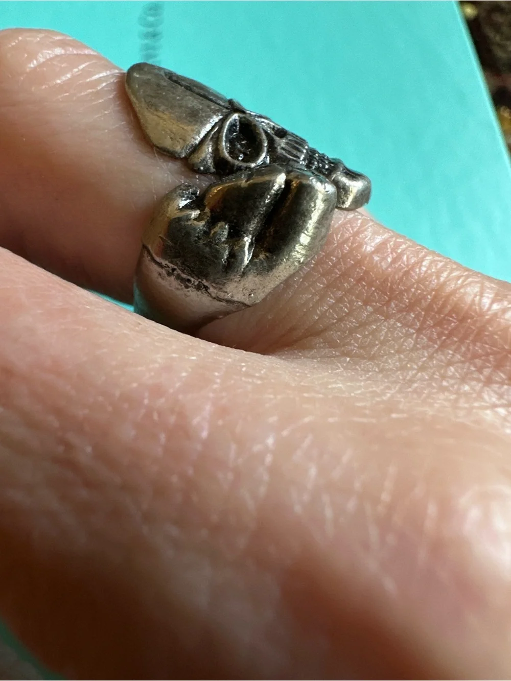 Vintage Untested Skull Open Back Ring 7.5